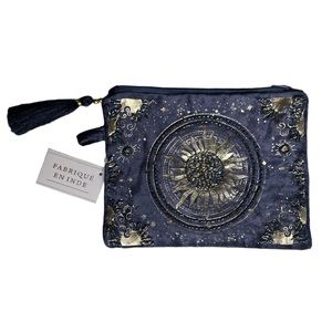 Fabrique Eninde Metallic Beaded Celestial Cosmetic Bag | Pouch NWT